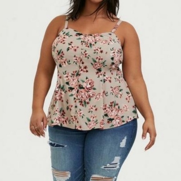 Torrid Georgette Fit And Flare Floral Camisole 2 NWT - Picture 2 of 4